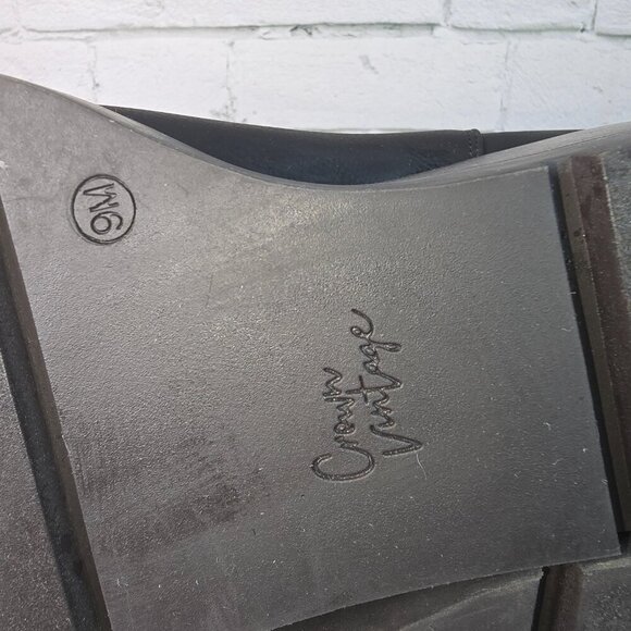 CROWN VINTAGE BLACK ANKLE BOOT STACKED HEEL WOMENS SIZE 9 EUC - Picture 5 of 9